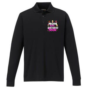 Mom Of the Birthday Sweetie Performance Long Sleeve Polo