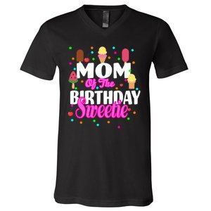 Mom Of the Birthday Sweetie V-Neck T-Shirt