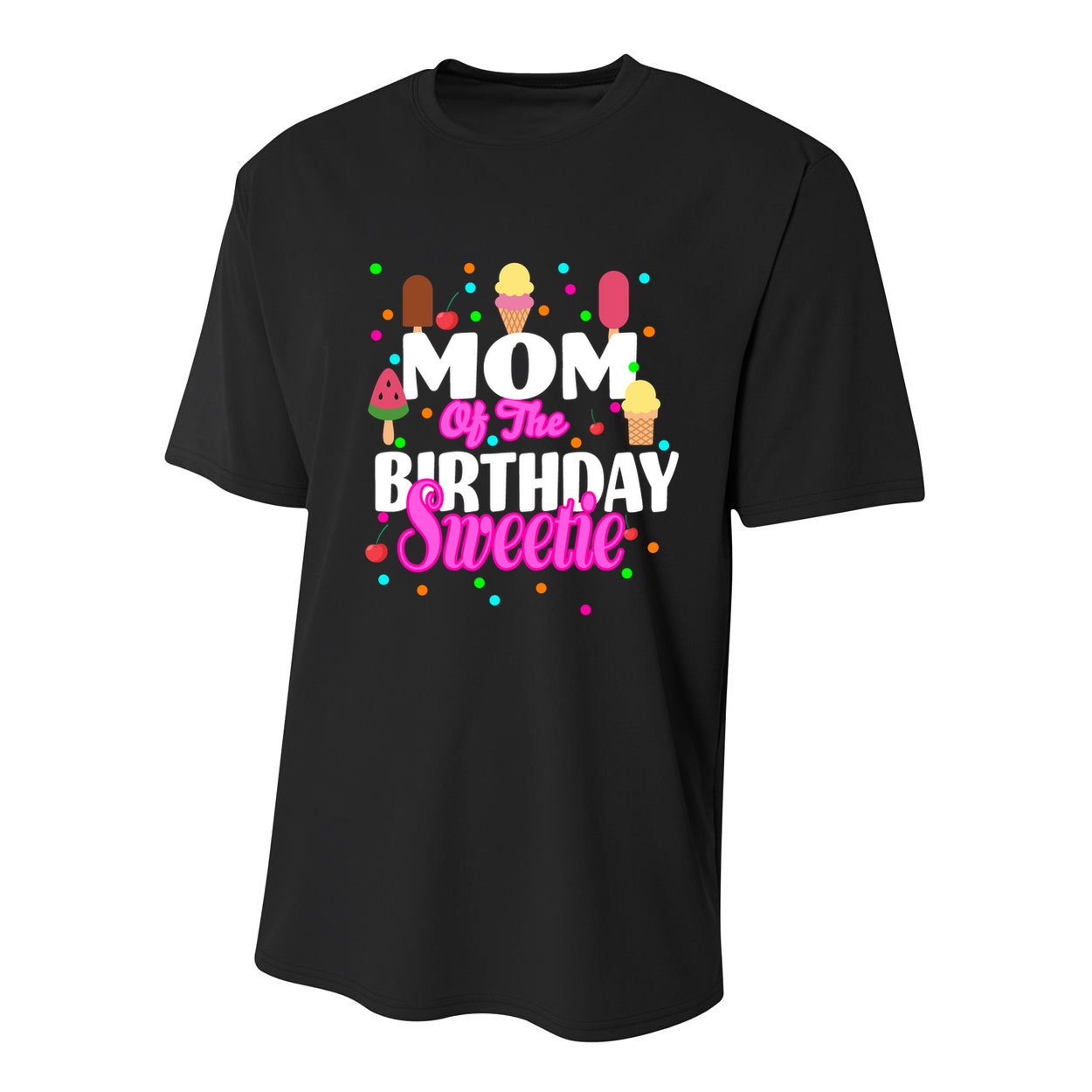 Mom Of the Birthday Sweetie Youth Performance Sprint T-Shirt