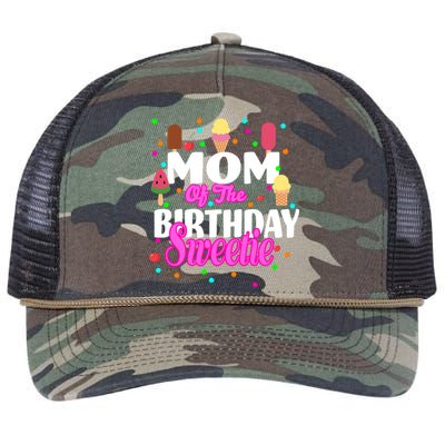 Mom Of the Birthday Sweetie Retro Rope Trucker Hat Cap