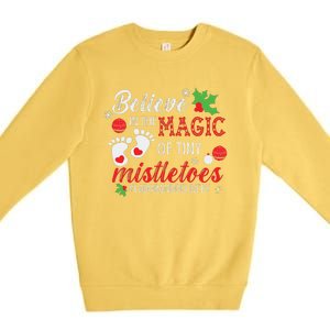 Magic Of Tiny Mistletoes Labor And Delivery Christmas Premium Crewneck Sweatshirt