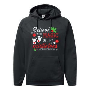 Magic Of Tiny Mistletoes Labor And Delivery Christmas Performance Fleece Hoodie