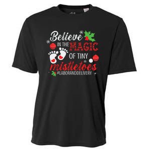 Magic Of Tiny Mistletoes Labor And Delivery Christmas Cooling Performance Crew T-Shirt