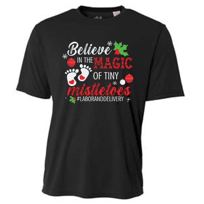 Magic Of Tiny Mistletoes Labor And Delivery Christmas Cooling Performance Crew T-Shirt