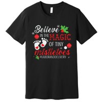 Magic Of Tiny Mistletoes Labor And Delivery Christmas Premium T-Shirt