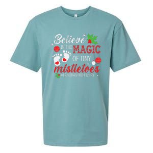 Magic Of Tiny Mistletoes Labor And Delivery Christmas Sueded Cloud Jersey T-Shirt