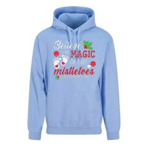 Magic Of Tiny Mistletoes Labor And Delivery Christmas Unisex Surf Hoodie