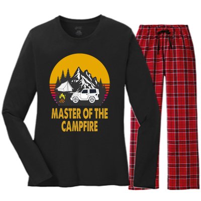 Master Of The Campfire Funny Camping Wilderness Lovers Gift Women's Long Sleeve Flannel Pajama Set 