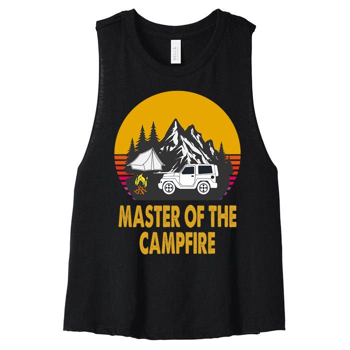 Master Of The Campfire Funny Camping Wilderness Lovers Gift Women's Racerback Cropped Tank