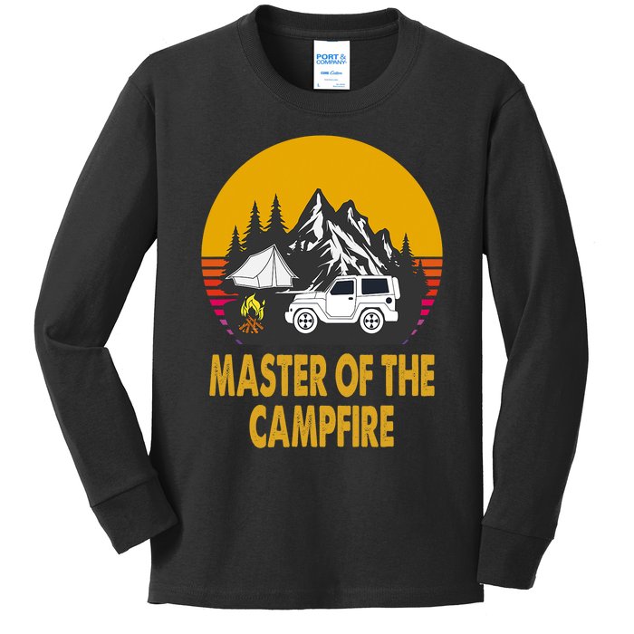 Master Of The Campfire Funny Camping Wilderness Lovers Gift Kids Long Sleeve Shirt