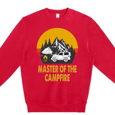 Master Of The Campfire Funny Camping Wilderness Lovers Gift Premium Crewneck Sweatshirt