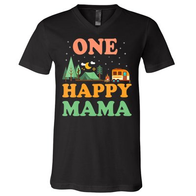 Mama Of The Happy Camper One Happy Mama Camping V-Neck T-Shirt