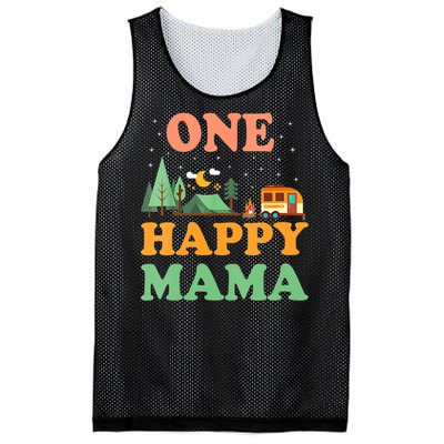 Mama Of The Happy Camper One Happy Mama Camping Mesh Reversible Basketball Jersey Tank