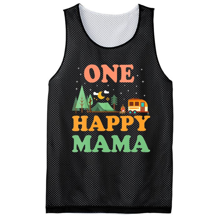 Mama Of The Happy Camper One Happy Mama Camping Mesh Reversible Basketball Jersey Tank