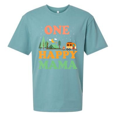 Mama Of The Happy Camper One Happy Mama Camping Sueded Cloud Jersey T-Shirt