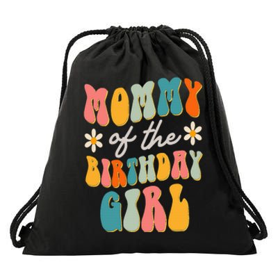 Mommy Of The Birthday Girl Groovy Themed Mother Mama Mom Drawstring Bag