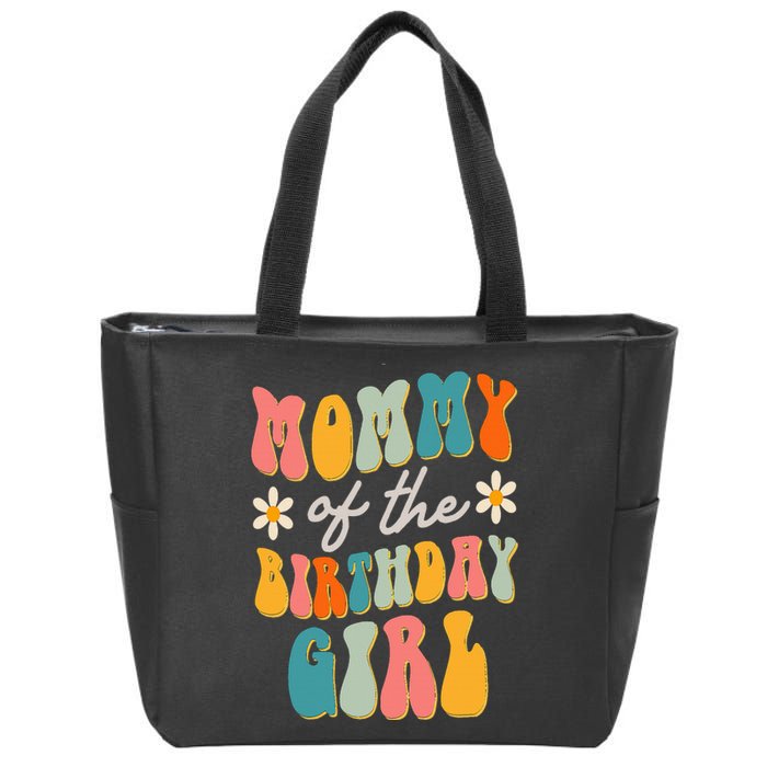 Mommy Of The Birthday Girl Groovy Themed Mother Mama Mom Zip Tote Bag