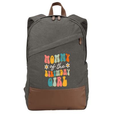 Mommy Of The Birthday Girl Groovy Themed Mother Mama Mom Cotton Canvas Backpack