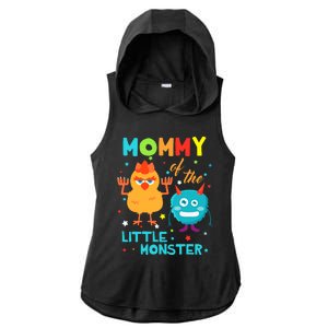 Mommy Of The Little Monster Birthday Family Monster Ladies PosiCharge Tri-Blend Wicking Draft Hoodie Tank