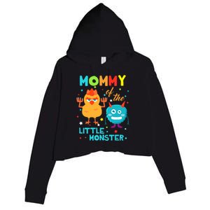 Mommy Of The Little Monster Birthday Family Monster Crop Fleece Hoodie