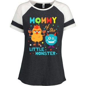 Mommy Of The Little Monster Birthday Family Monster Enza Ladies Jersey Colorblock Tee