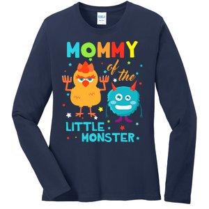 Mommy Of The Little Monster Birthday Family Monster Ladies Long Sleeve Shirt