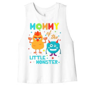 Mommy Of The Little Monster Birthday Family Monster Women's Racerback Cropped Tank