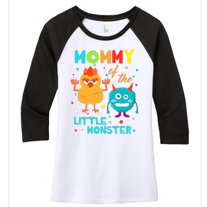 Mommy Of The Little Monster Birthday Family Monster Women's Tri-Blend 3/4-Sleeve Raglan Shirt