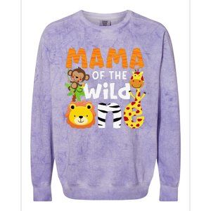 Mama of the Wild One Zoo Theme Bday Safari Jungle Animals Colorblast Crewneck Sweatshirt