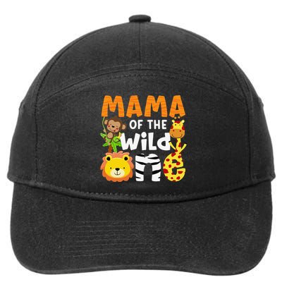 Mama of the Wild One Zoo Theme Bday Safari Jungle Animals 7-Panel Snapback Hat
