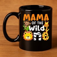 Mama of the Wild One Zoo Theme Bday Safari Jungle Animals 11oz C Handle Ceramic Mug