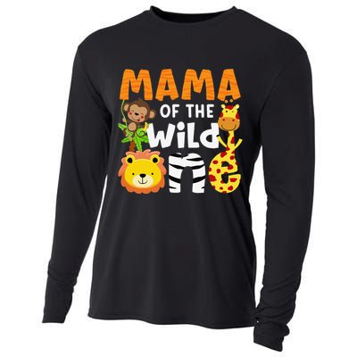 Mama of the Wild One Zoo Theme Bday Safari Jungle Animals Cooling Performance Long Sleeve Crew