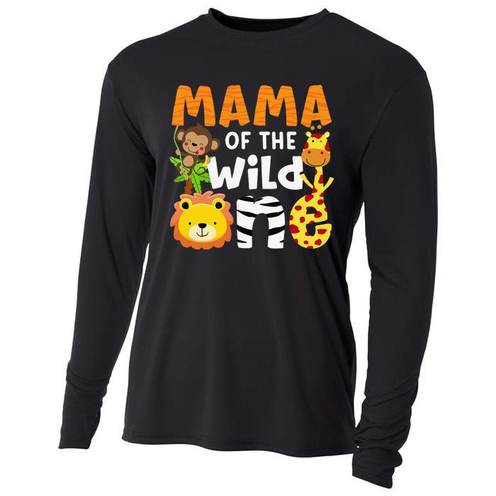 Mama of the Wild One Zoo Theme Bday Safari Jungle Animals Cooling Performance Long Sleeve Crew