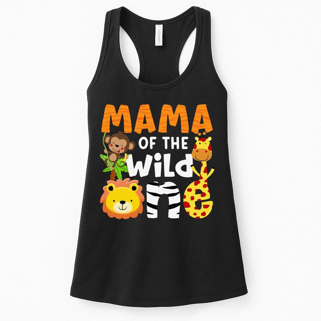 Mama of the Wild One Zoo Theme Bday Safari Jungle Animals Womens Tank Top