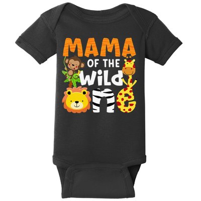 Mama of the Wild One Zoo Theme Bday Safari Jungle Animals Baby Bodysuit