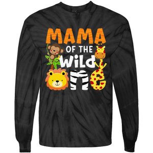 Mama of the Wild One Zoo Theme Bday Safari Jungle Animals Tie-Dye Long Sleeve Shirt