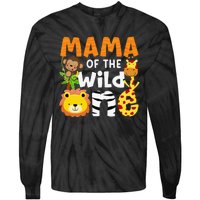 Mama of the Wild One Zoo Theme Bday Safari Jungle Animals Tie-Dye Long Sleeve Shirt