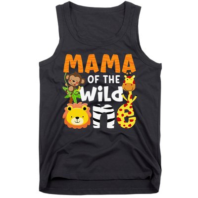 Mama of the Wild One Zoo Theme Bday Safari Jungle Animals Tank Top
