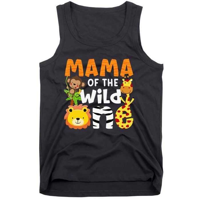 Mama of the Wild One Zoo Theme Bday Safari Jungle Animals Tank Top