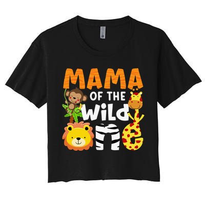 Mama of the Wild One Zoo Theme Bday Safari Jungle Animals Crop Top
