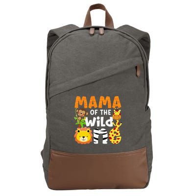 Mama of the Wild One Zoo Theme Bday Safari Jungle Animals Cotton Canvas Backpack
