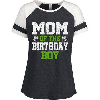 Mom Of The Birthday Boy Soccer Player Enza Ladies Jersey Colorblock Tee