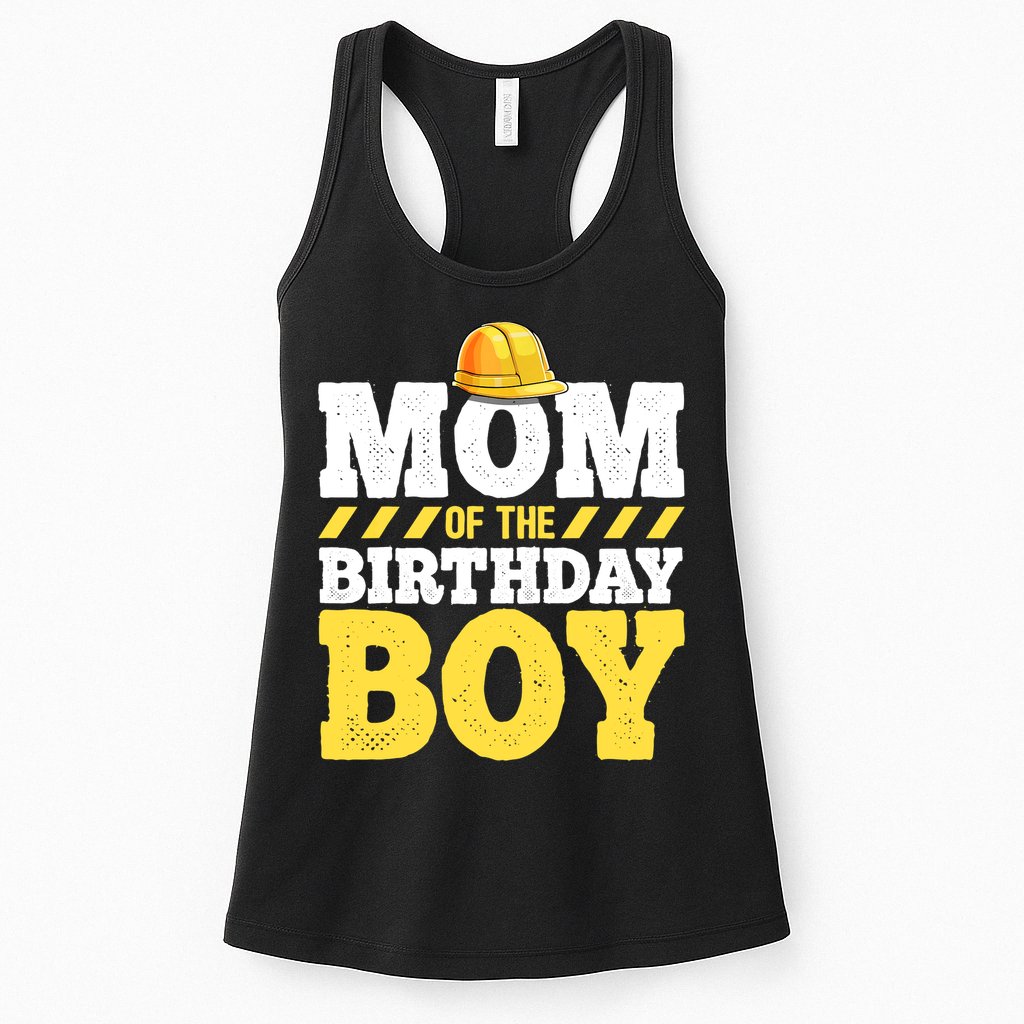 Mom of the Birthday Boy Construction Birthday Party Hat Gift Womens Tank Top