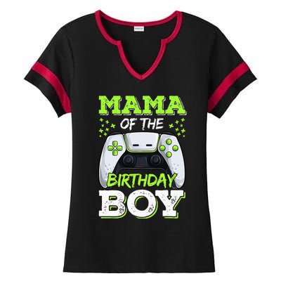 Mom of the Birthday  Matching Video Gamer Party Ladies Halftime Notch Neck Tee