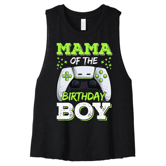 Mom of the Birthday  Matching Video Gamer Party Women's Racerback Cropped Tank