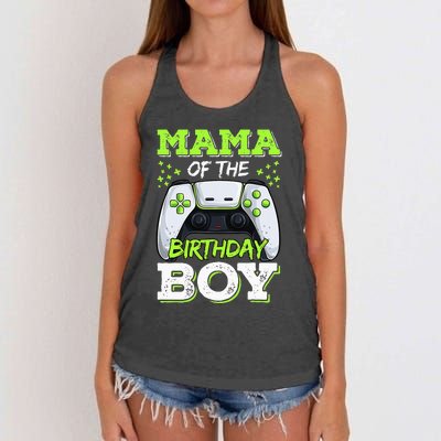 Mom of the Birthday  Matching Video Gamer Party Women's Knotted Racerback Tank