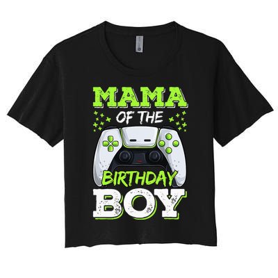 Mom of the Birthday  Matching Video Gamer Party Women's Crop Top Tee