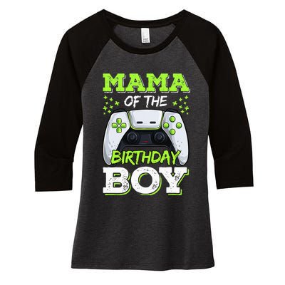 Mom of the Birthday  Matching Video Gamer Party Women's Tri-Blend 3/4-Sleeve Raglan Shirt