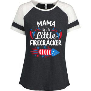 Mama Of The Little Firecracker 4th Of July Birthday Party Gift Enza Ladies Jersey Colorblock Tee