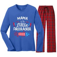 Mama Of The Little Firecracker 4th Of July Birthday Party Gift Women's Long Sleeve Flannel Pajama Set 